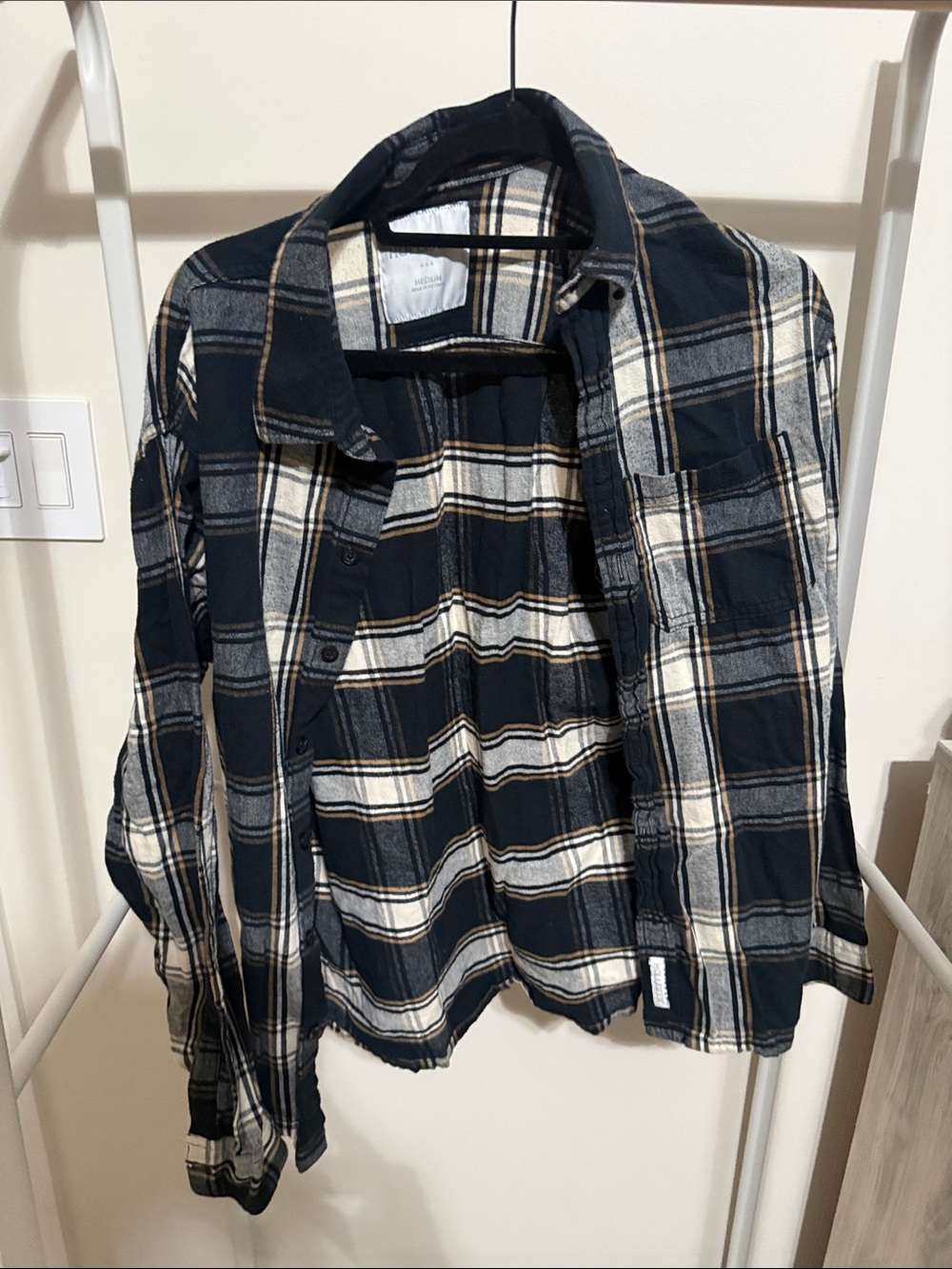 Hollister Black and White Plaid Button-Down Shirt